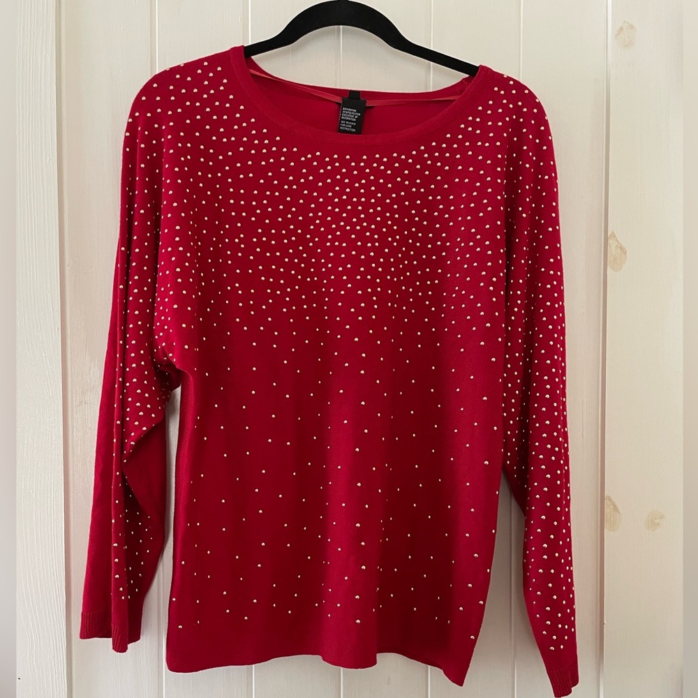 Women’s Cocoblue Red/Gold Christmas Sweater Pullover size M